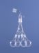 PIS DE VACHE POUR DISTILLATION AVEC 1 ENTREE RODAGE MALE 14/23 ET 4 SORTIES RODAGE MALE 19/26 COMPRENANT 4 BALLONS FOND ROND CAPACITE 50 ML RODAGE 19/26 ET UNE ALLONGE A DISTILLER COURBEE REF 5285101